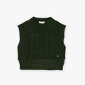 Please Maglioncino Gilet bambina monocolour con lavorazione intrecciata NB62230G55 verde