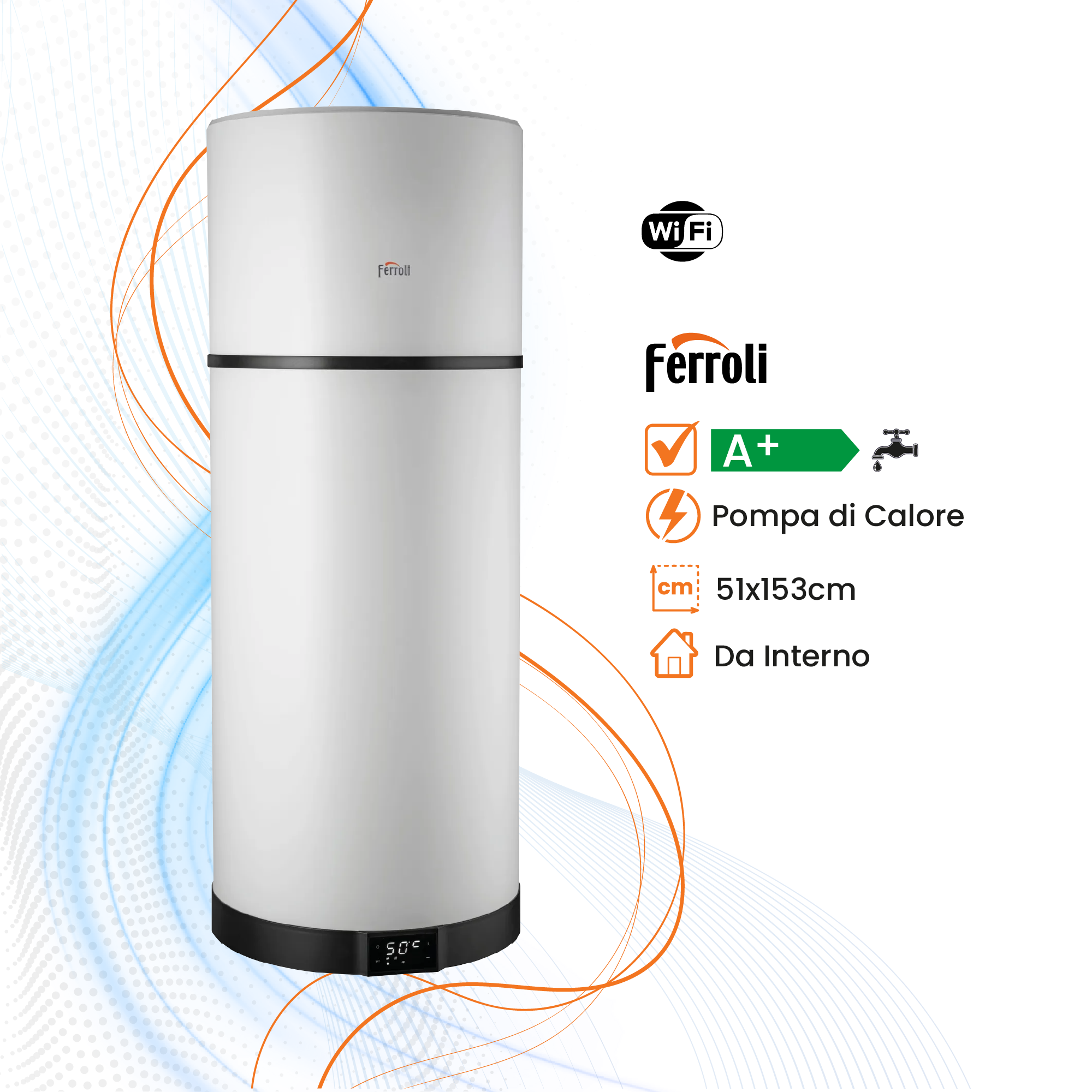 Scaldabagno Ferroli Egea Tech LT a Pompa Di Calore WiFi