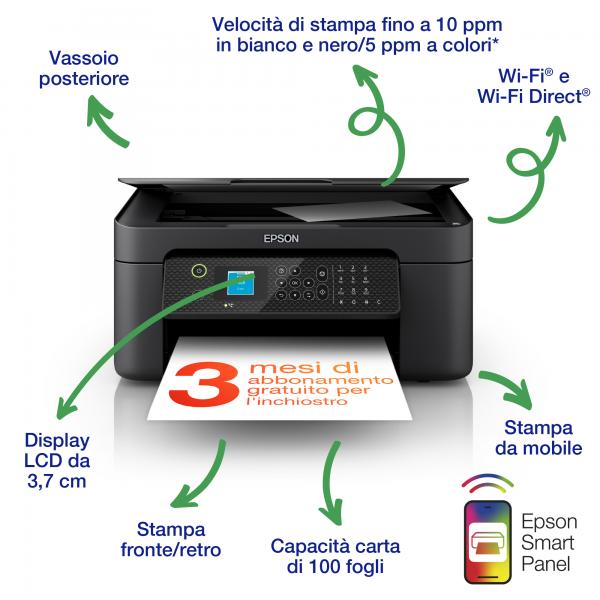 EPSON MULTIFUNZIONE INK A4 COLORE, WF-2910DWF, 18PPM, FRONTE/RETRO, USB/WIFI, 4 IN 1 [C11CK64402]