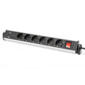 Digitus 6-way office power strip with 3x USB ports - Aluminium Housing - Black/Silver [DA-70624]