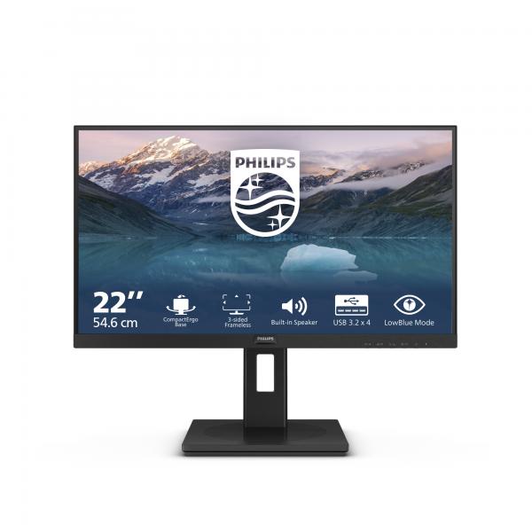 PHILIPS MONITOR 21,5 LED VA 16:9 FHD 4MS 250 CDM, VGA/DP/HDMI, MULTIMEDIALE [222S9JML]