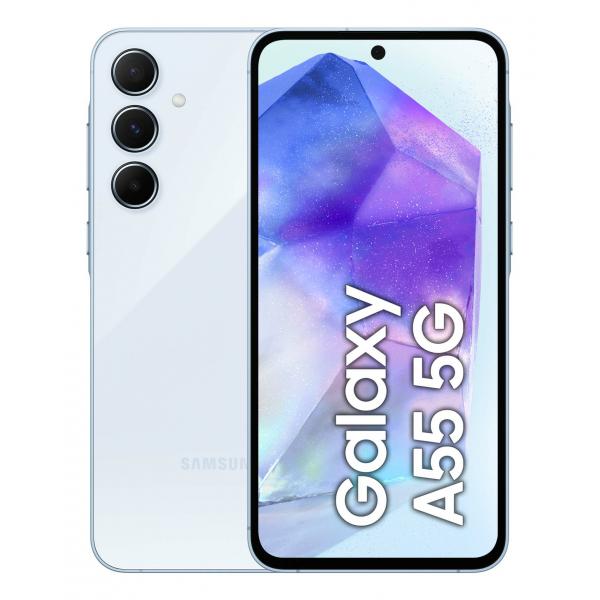 Samsung Galaxy A55 5G Display FHD+ Super AMOLED 6.6, Android 14, 8GB RAM, 128GB, Dual SIM, Batteria 5.000 mAh, Awesome Iceblue [SM-A556BLBAEUE]