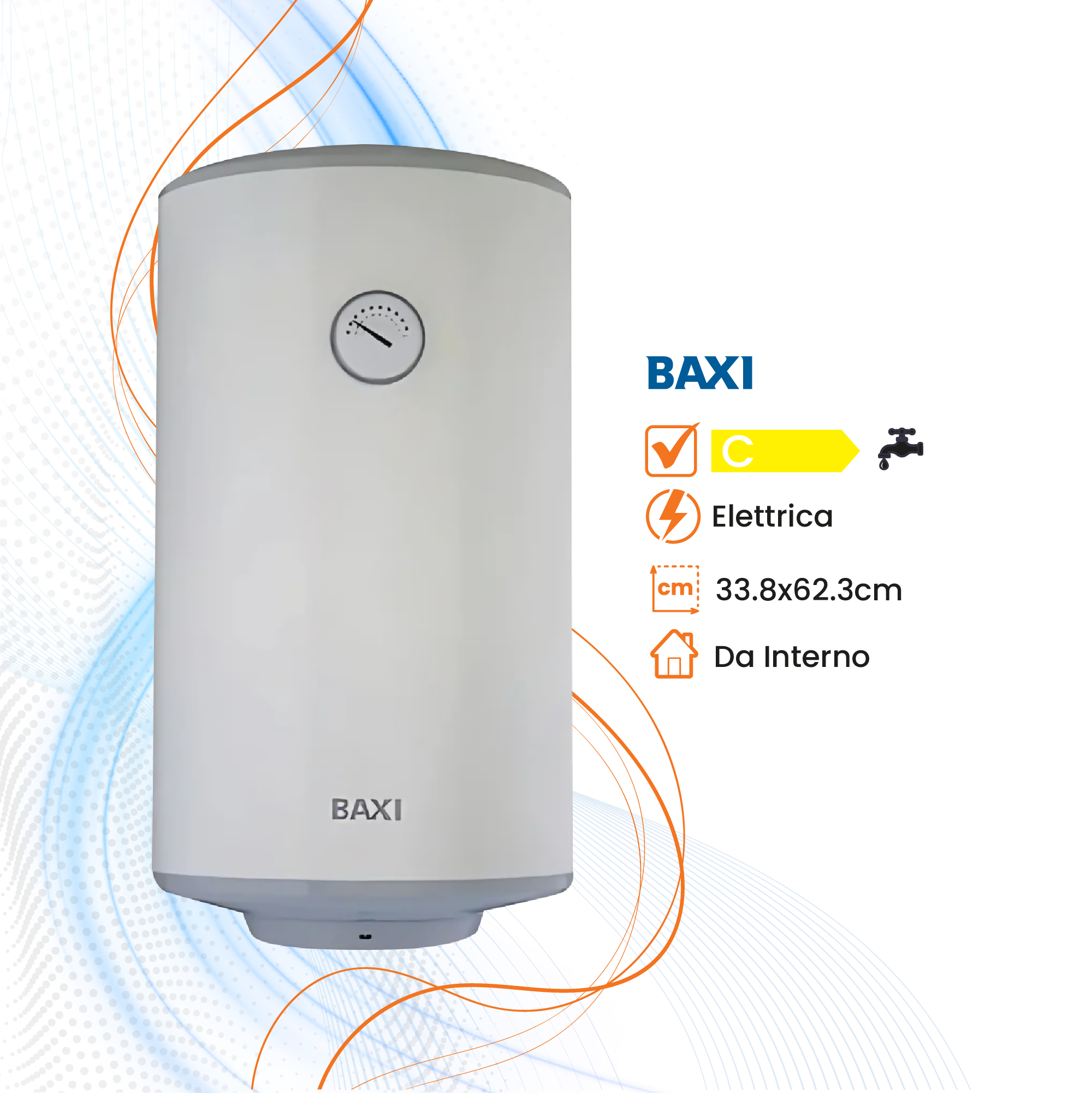 Scaldabagno Baxi Must+ Elettrico Orizzontale/Verticale