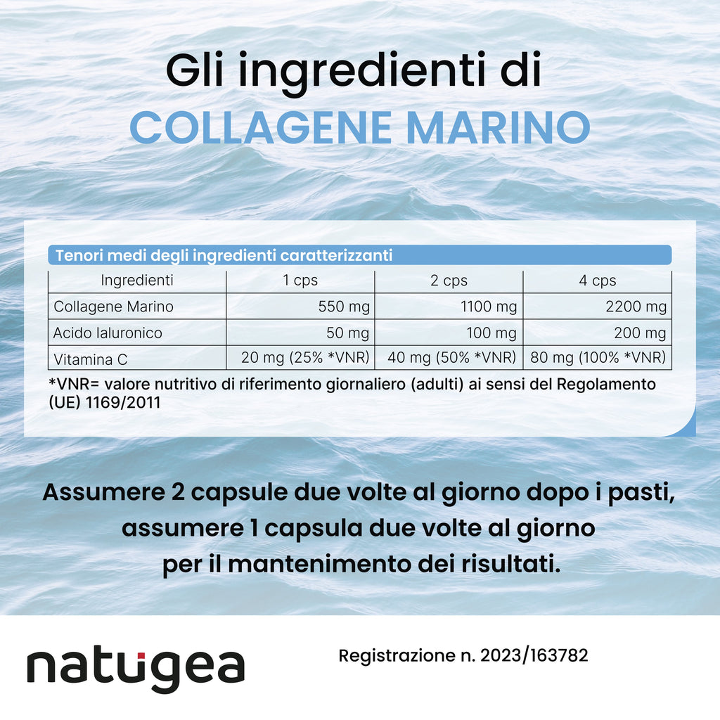 Collagene marino idrolizzato per pelle e articolazioni 2200mg – Peptan® Tipo 1 con Acido Ialuronico e Vitamina C