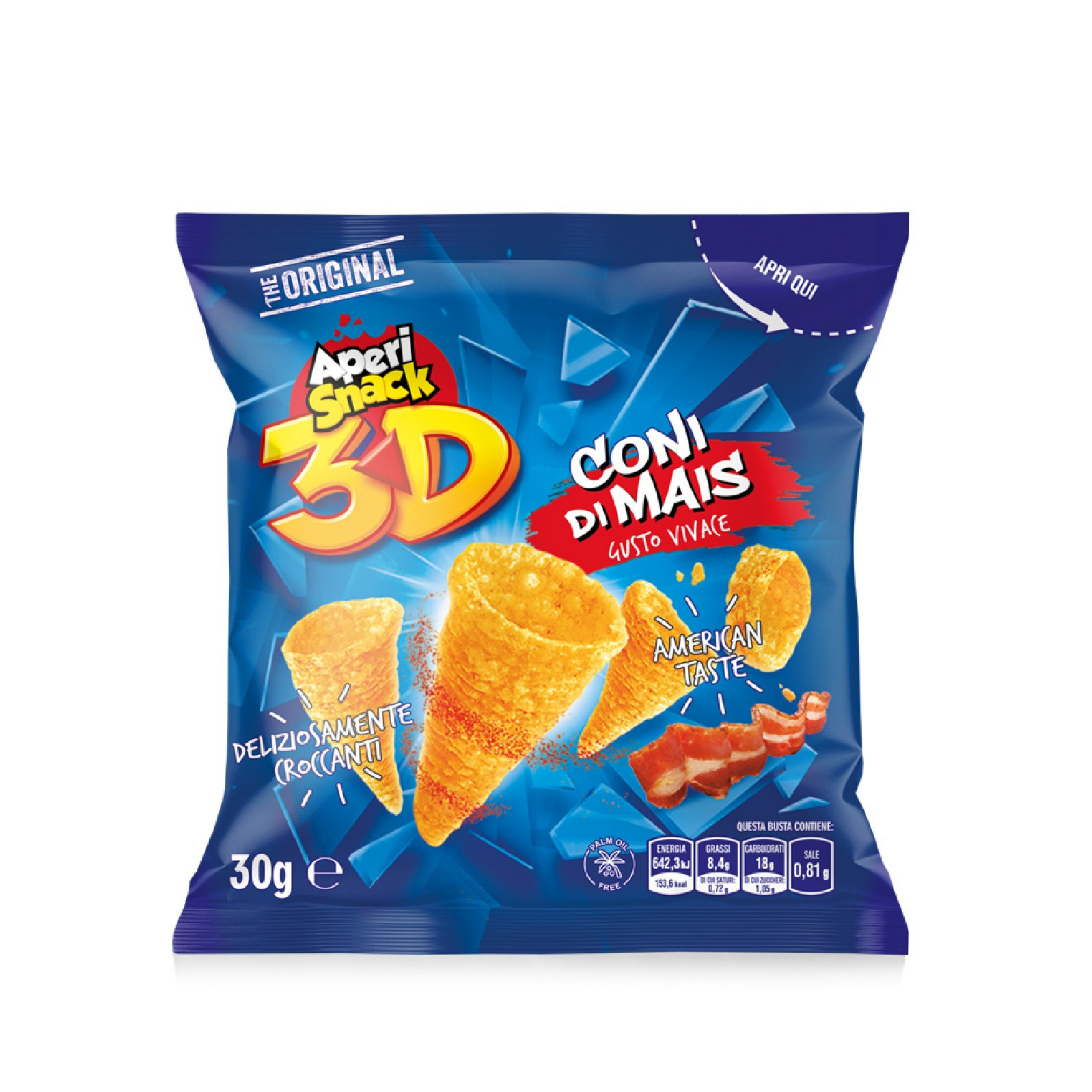 Aperi Snack Coni Mais gusto Paprika 30gr - Confezione da 36 pezzi
