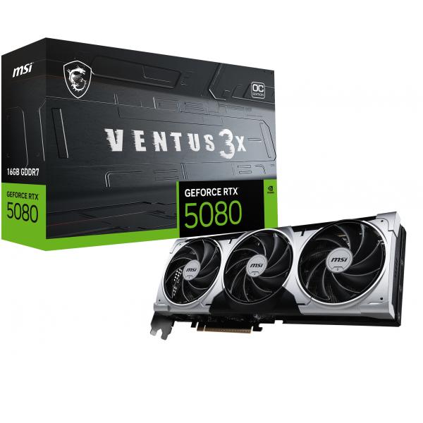 MSI VENTUS GEFORCE RTX 5080 16G 3X OC PLUS scheda video NVIDIA 16 GB GDDR7 [RTX508016GVENTUS3XOCPLUS]