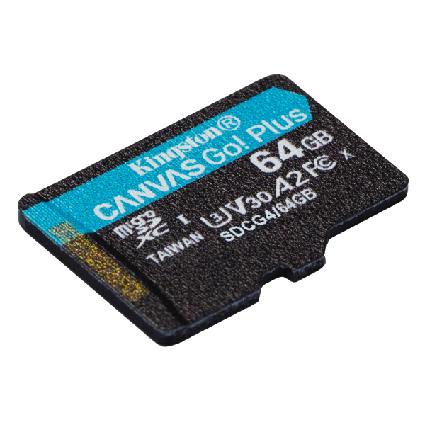 Kingston Technology Scheda microSDXC Canvas Go Plus Gen4 200MB/s A2 U3 V30 da 64 GB + adattatore [SDCG4/64GB]