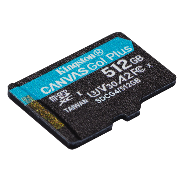 Kingston Technology Scheda microSDXC Canvas Go Plus Gen4 200MB/s A2 U3 V30 da 512 GB + adattatore [SDCG4/512GB]