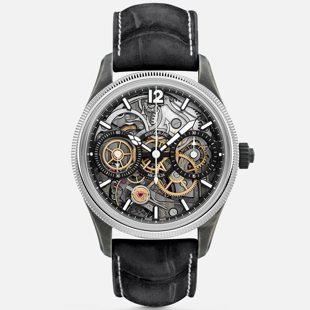 Montblanc orologio 1858 The Unveiled Secret Minerva Monopusher Chronograph Edizione Limitata - 88 esemplari 43mm scheletrato manuale acciaio 131155