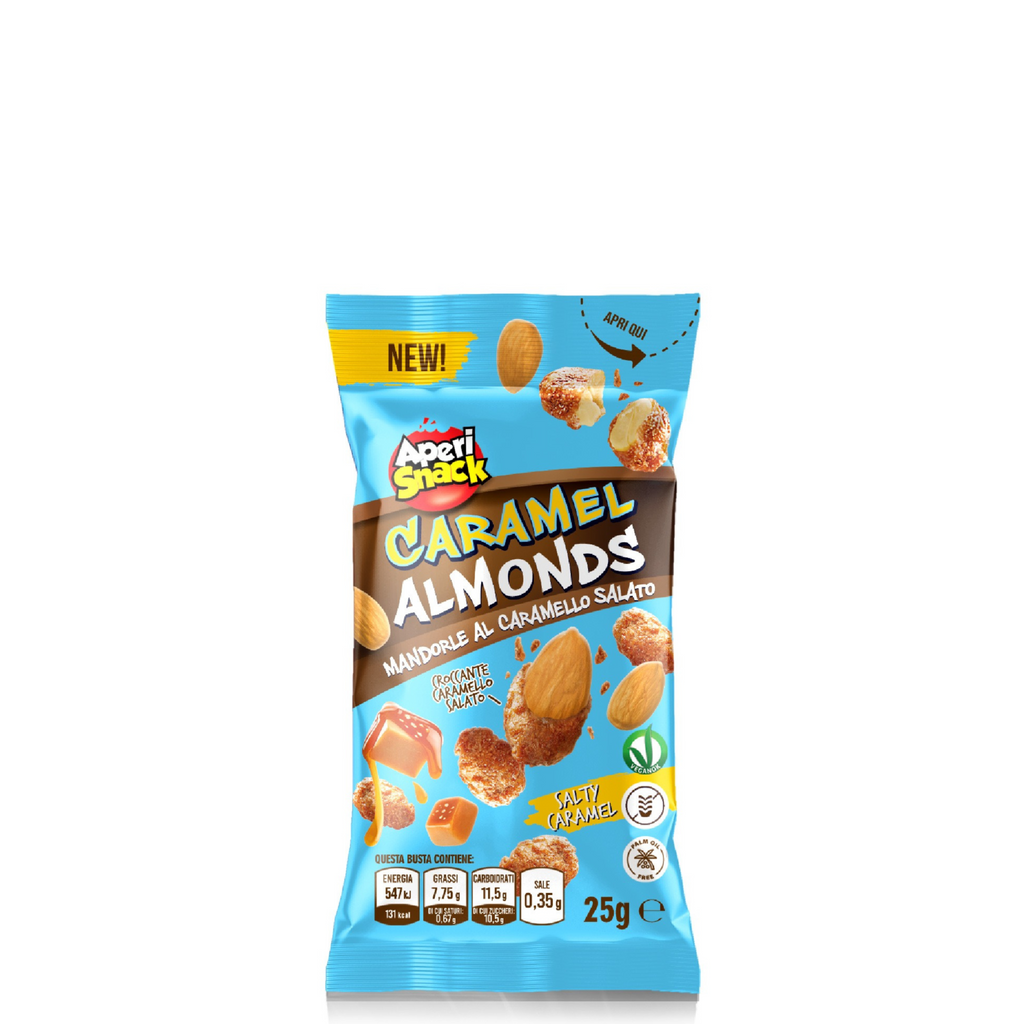 Mandorle Pralinate al Caramello Salato Monoporzione Confezione 25g x 40 pezzi