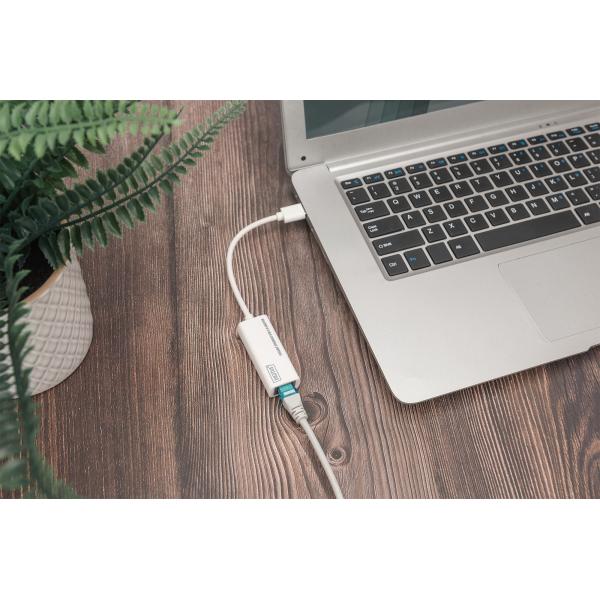 Digitus USB 3.0 to Gigabit Ethernet Adapter USB-A Male - 10/100/1000 Mbps - USB 3.0 [DN-3023]