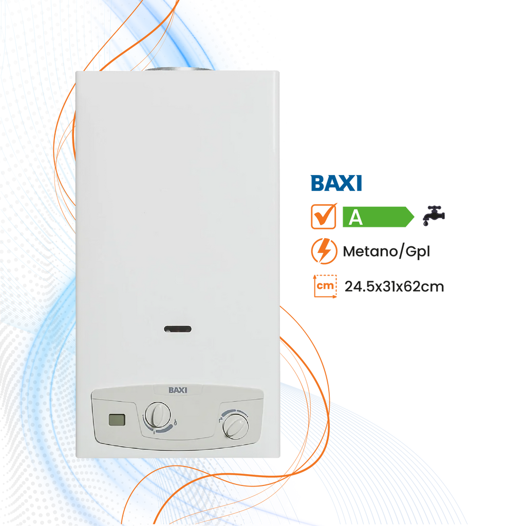 Scaldabagno Baxi AcquaPro Jet Blue Low Nox a Gas Tiraggio Naturale