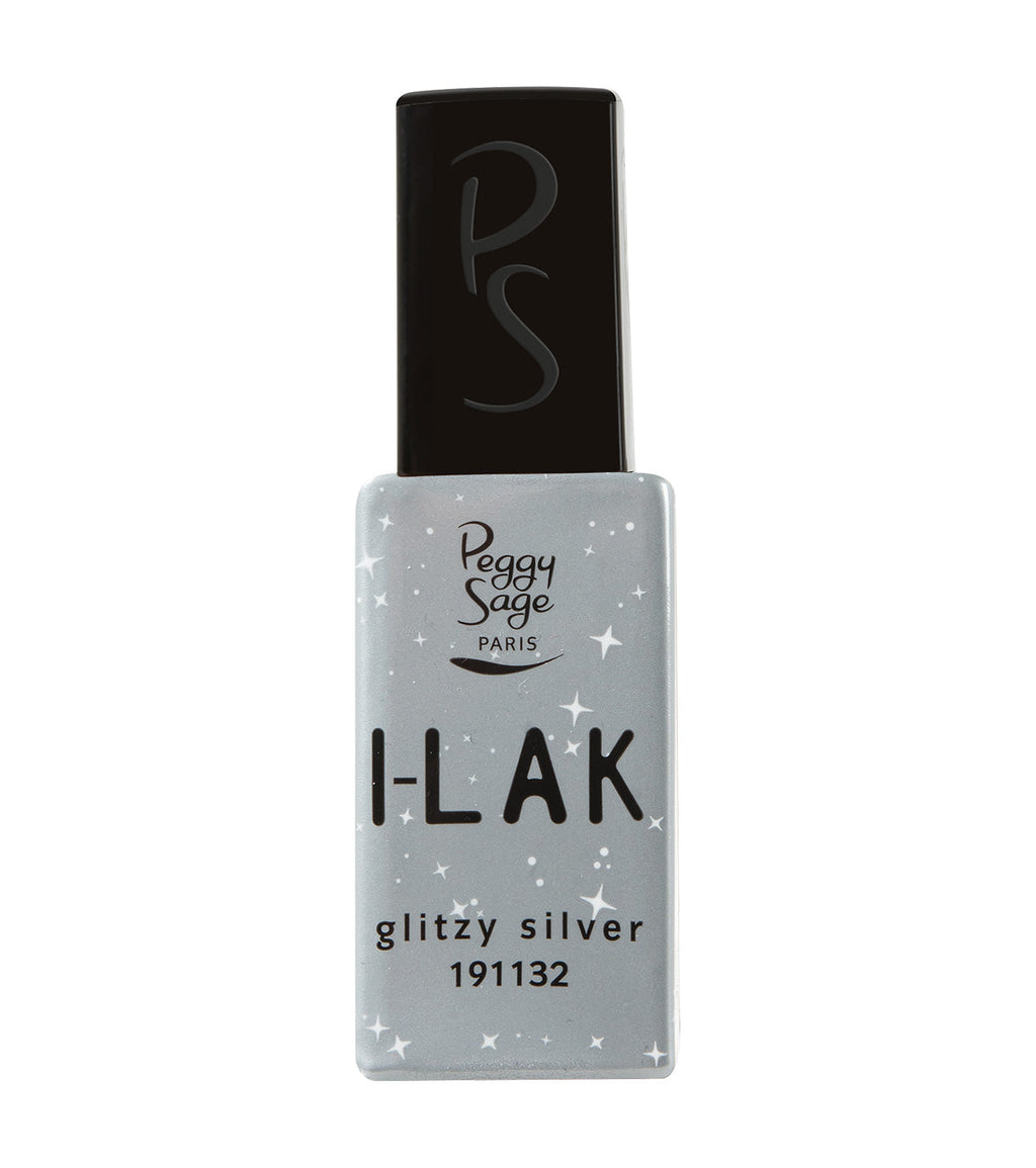 PEGGY SAGE  I-LAK SOAK OFF GEL POLISH GLITZY SILVER - 11ML