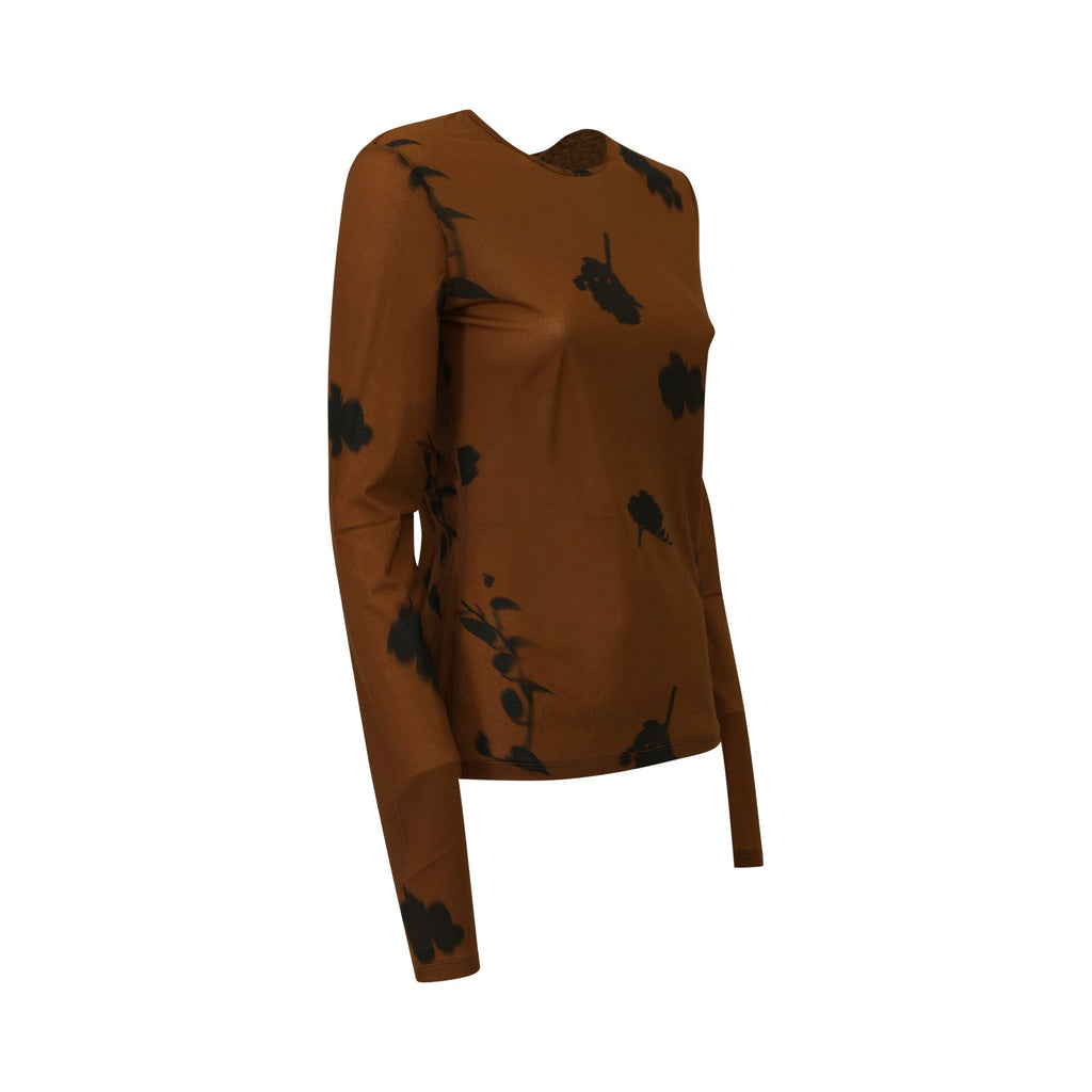 BLUSA EFFETO MARRONE