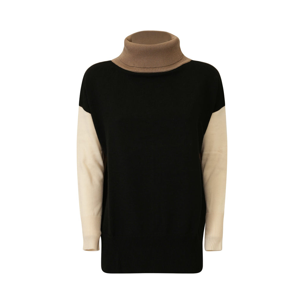 MAGLIA LUNGA NERA E BEIGE