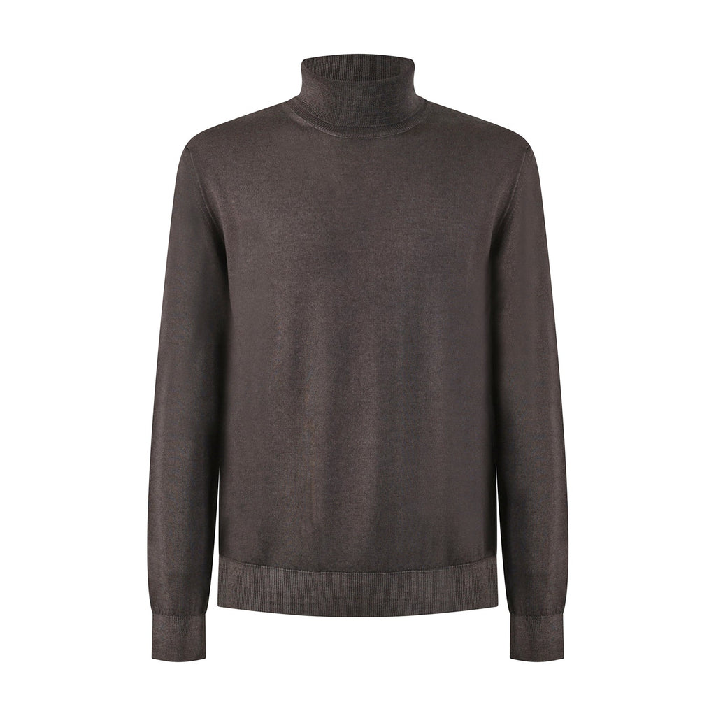 MAGLIA COLLO ALTO MARRONE