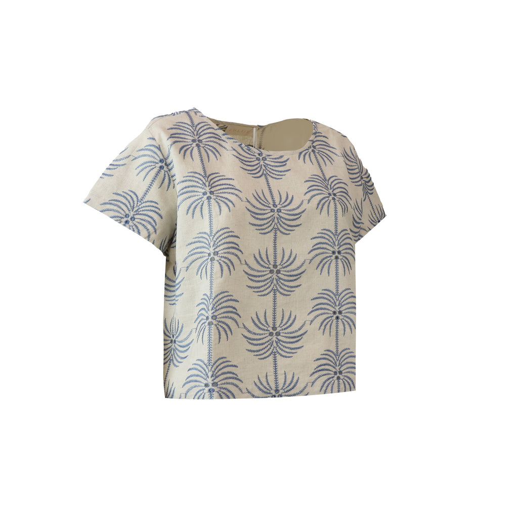 BLUSA FINGERE ECRU E BLU