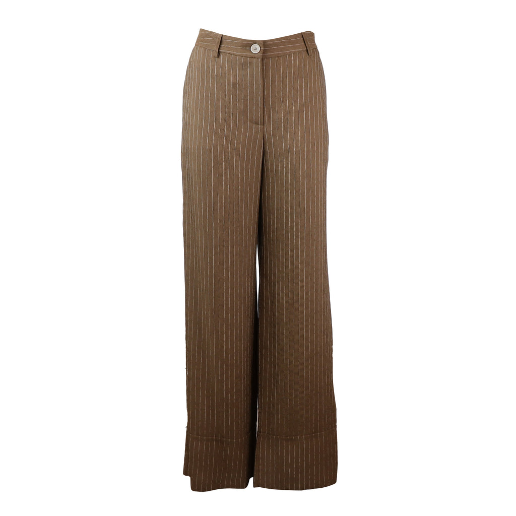 PANTALONE GESSATO VISCHI MARRONE