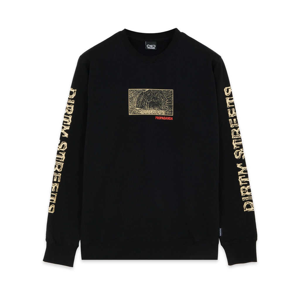 Propaganda felpa girocollo con stampa avanti e retro Dirty Street Crewneck 22FWPRFE732-01 nero