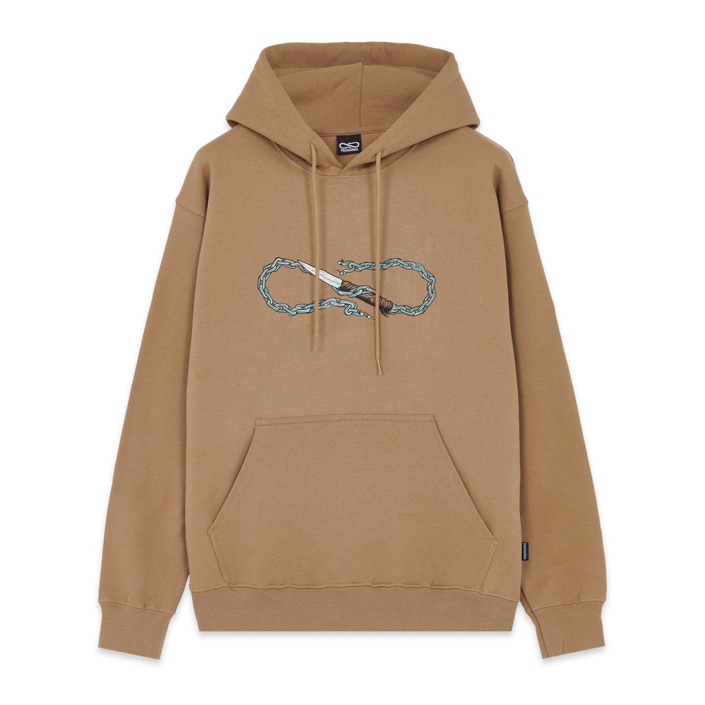 Propaganda Felpa con cappuccio e tasca a marsupio Logo Chain Hoodie 22FWPRFE736-52 camel