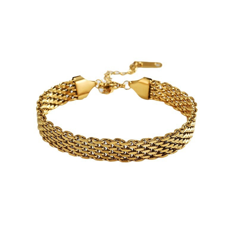 Bracciale da donna con catena, stile business casual, in metallo dorato e argentato