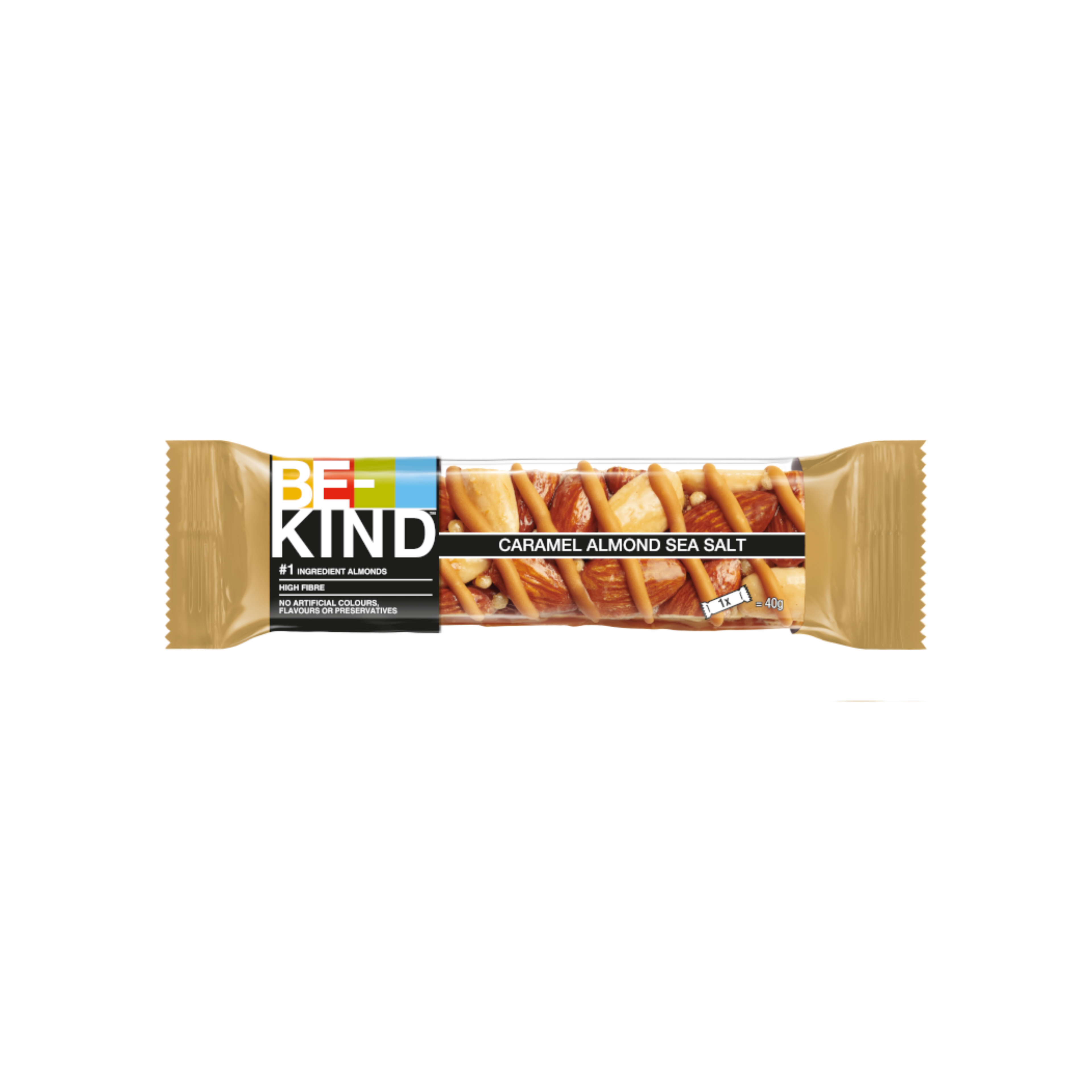 Be-Kind, caramello con mandorle e sale marino da 40gr - Confezione da 12 pezzi