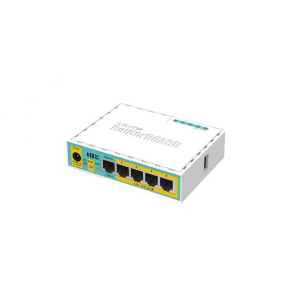 MikroTik, hEX PoE lite, RouterBOARD hEX PoE lite with 650MHz CPU,USB, 64MB RAM, 5xLAN (four with PoE out), OS lev.4 [RB750UPr2]