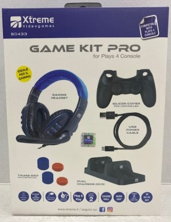 XTREME Game Kit Pro PS4 (cuffie+cavo+silicon cover+dual charging+thumb grip)