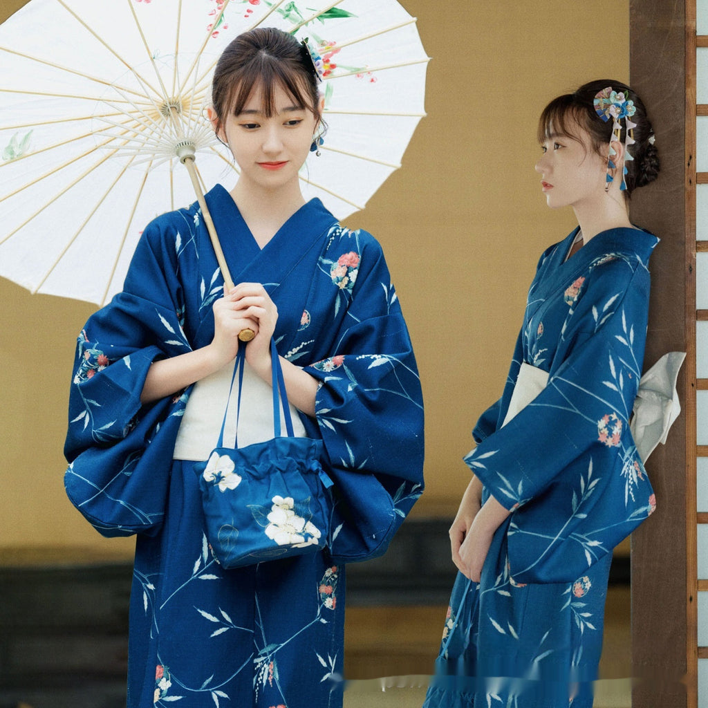 Accappatoio in stile kimono retrò rivisitato in chiave giapponese, modello Huamel, dipinto a mano