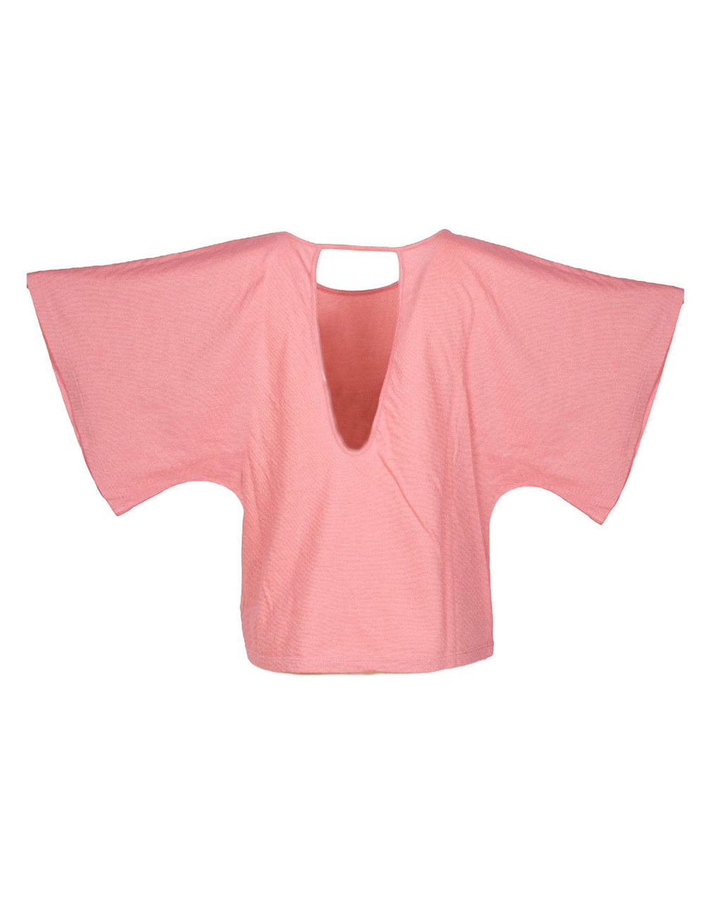 MAGLIA A MEZZE MANICHE CON SCOLLO POSTERIORE ROSA
