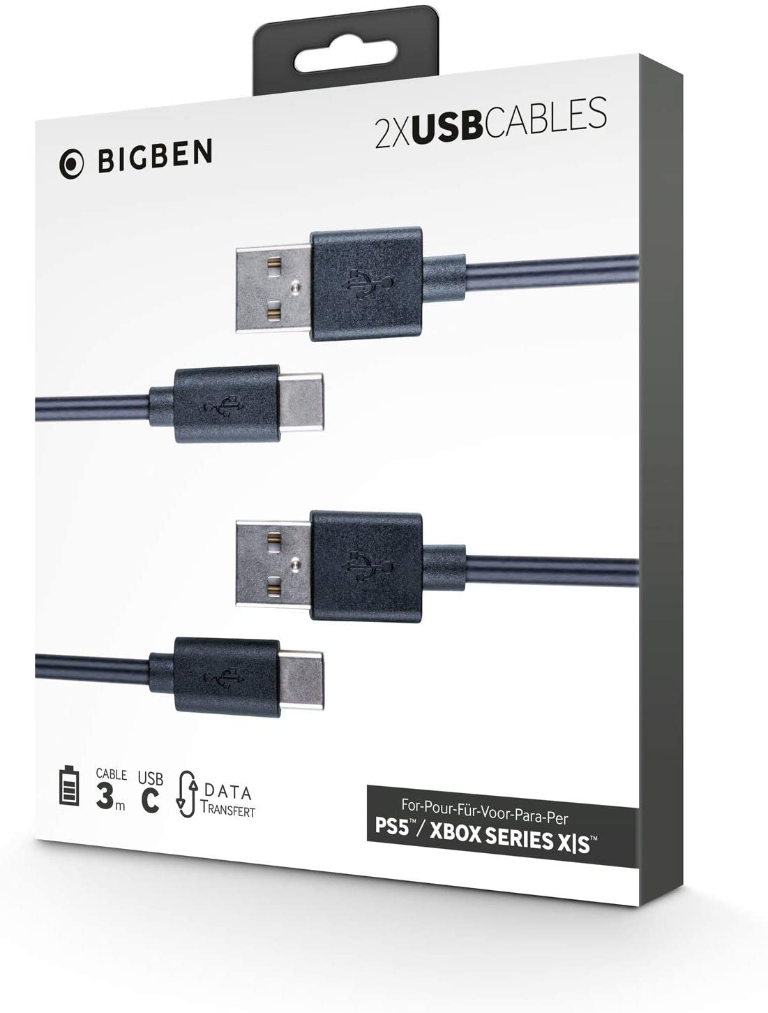 BIGBEN SET 2 CAVI DI RICARICA USB-C PER Playstation 5 o Xbox Series 3 METRI