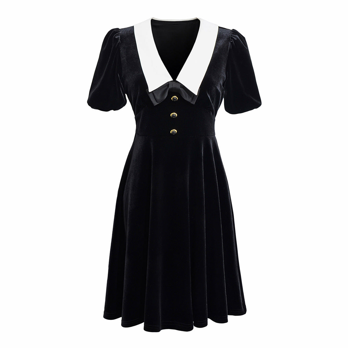 Abito in velluto nero in stile classico francese