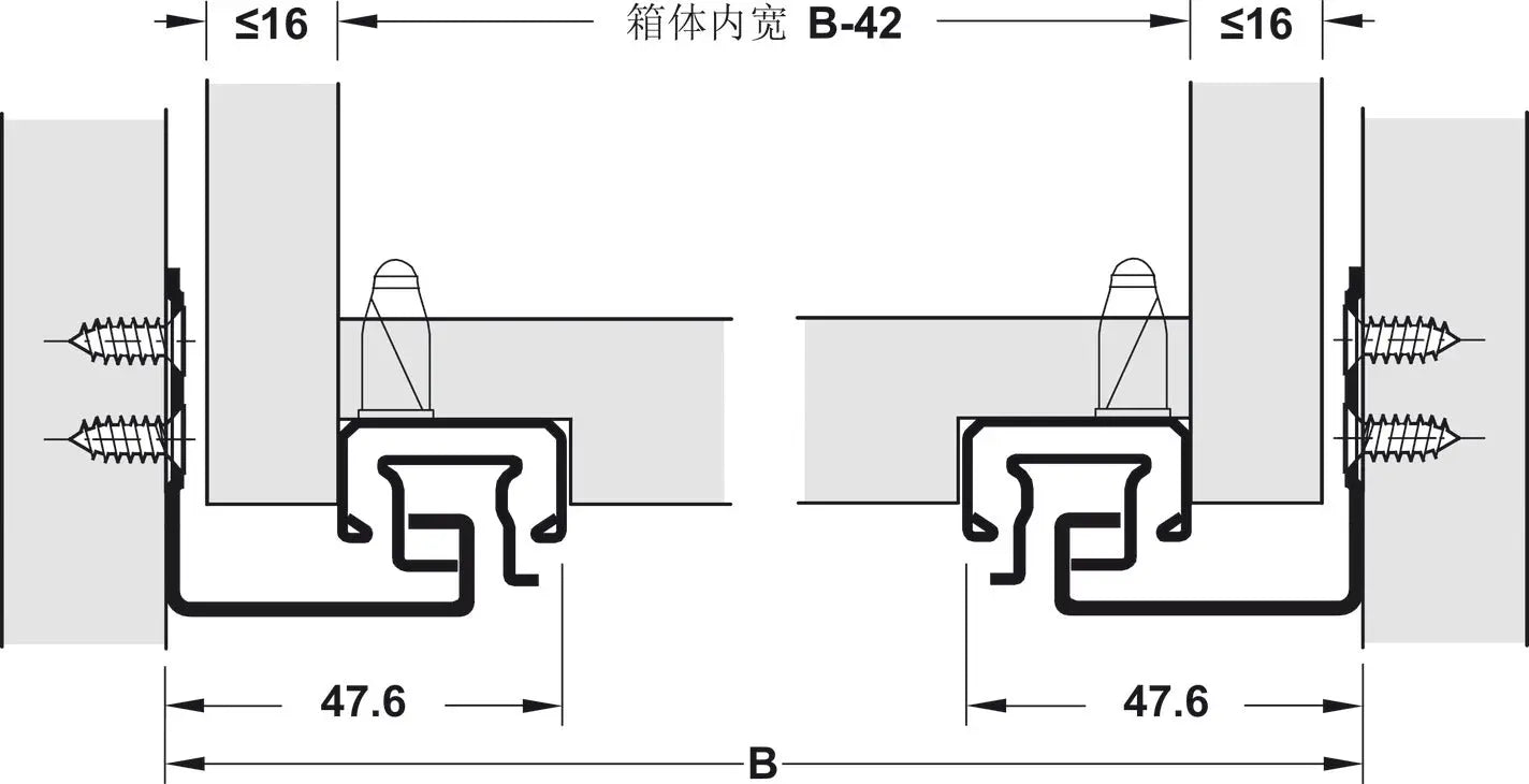 GUIDA CON MONTAGGIO INVISIBILE, HÄFELE MATRIX UM A30, USCITA TOTALE, PORTATA FINO A 30 KG  300MM