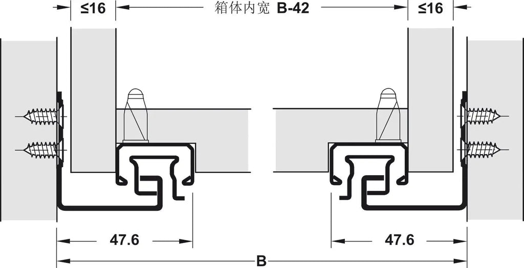 GUIDA CON MONTAGGIO INVISIBILE, HÄFELE MATRIX UM A30 USCITA TOTALE, PORTATA FINO A 30 KG 450 MM 450MM