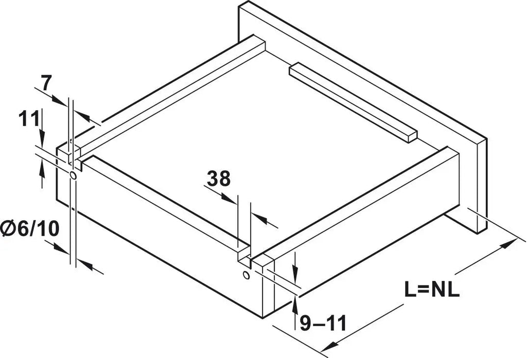GUIDA CON MONTAGGIO INVISIBILE, HÄFELE MATRIX UM A30, USCITA TOTALE, PORTATA FINO A 30 KG  300MM