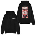 DIFUZED ATTACK ON TITAN - FELPA  CON CAPPUCCIO E ZIP NERA  : GIGANTE COLOSSALE  M