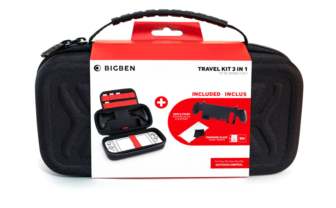Switch Travel kit 3 in 1 ( include custudia rigida , stand con grip, vetro terperato