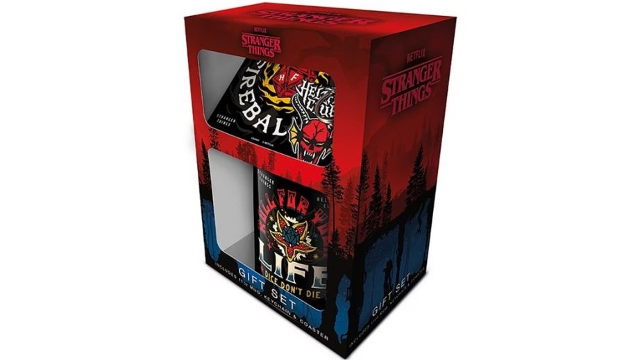PYRAMID STRANGER THINGS 4 (HELLFIRE) SET TAZZA,SOTTOTAZZA E PORTACHIAVI