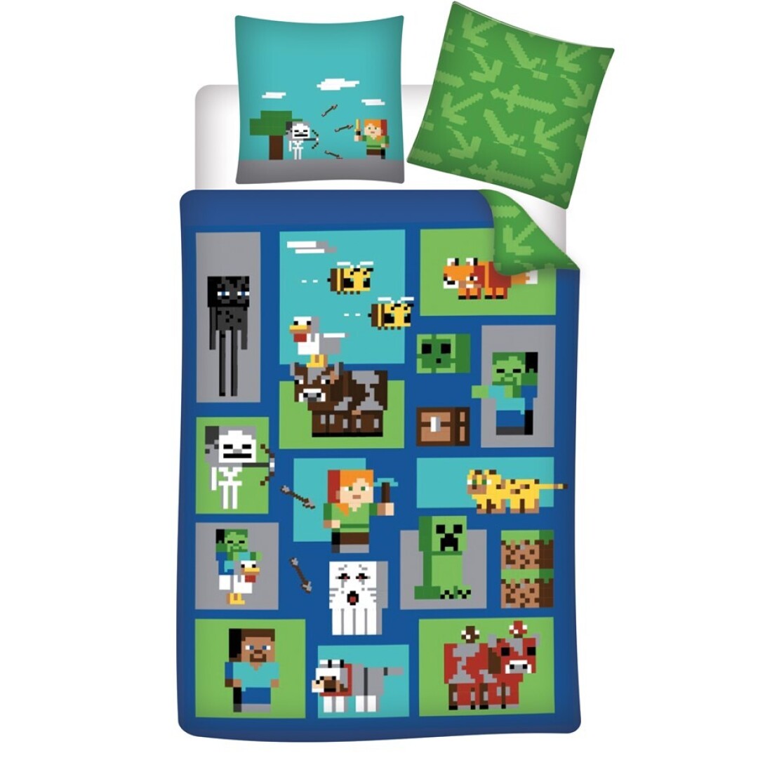 MINECRAFT - Copripiumino (140x200 cm) + Federe (65x65 cm): "World"