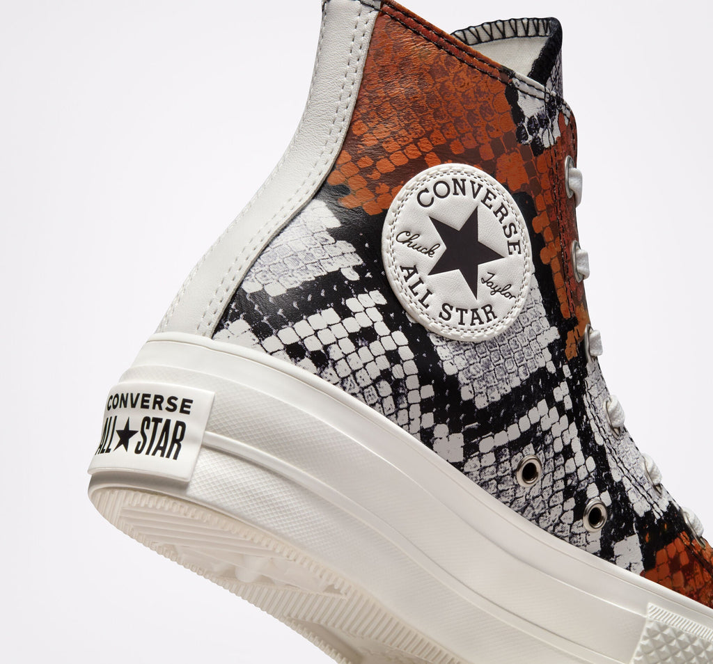 Converse scarpa sneakers da donna Chuck Taylor All Star Lift 573082C vintage bianco nero arancio