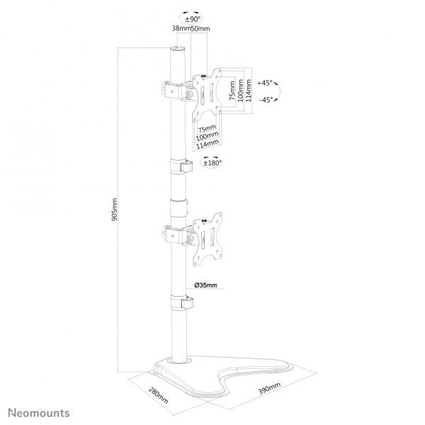 Neomounts FPMA-D550DDVBLACK Supporto per monitor 10-32" - installazione verticale [FPMA-D550DDVBLACK]