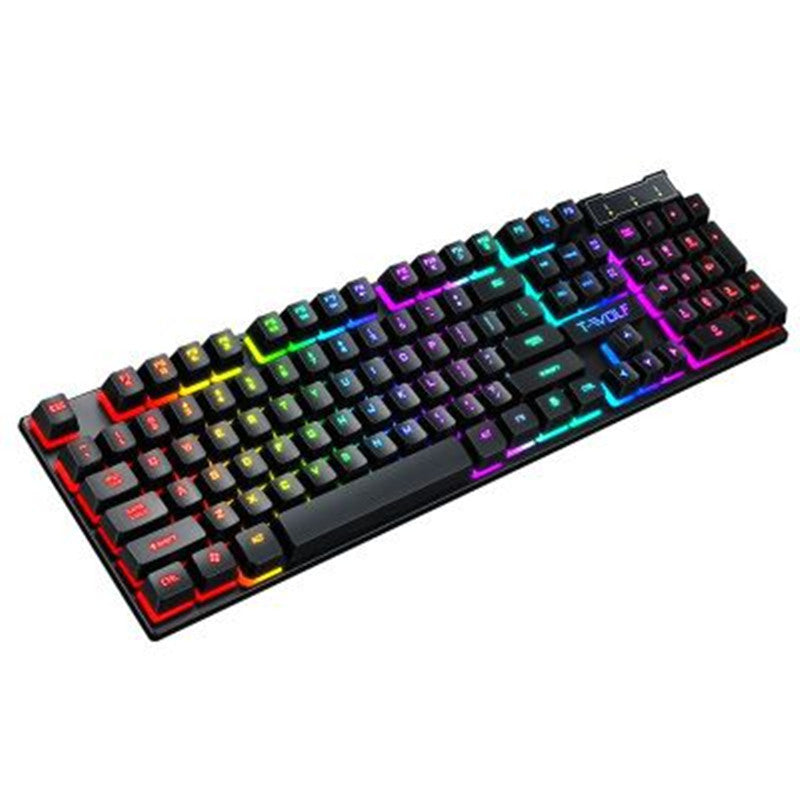 Tastiera USB luminosa da gioco con cavo e manipolatore fluttuante