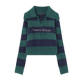 Maglione corto a righe, modello ampio, stile coreano, stile casual