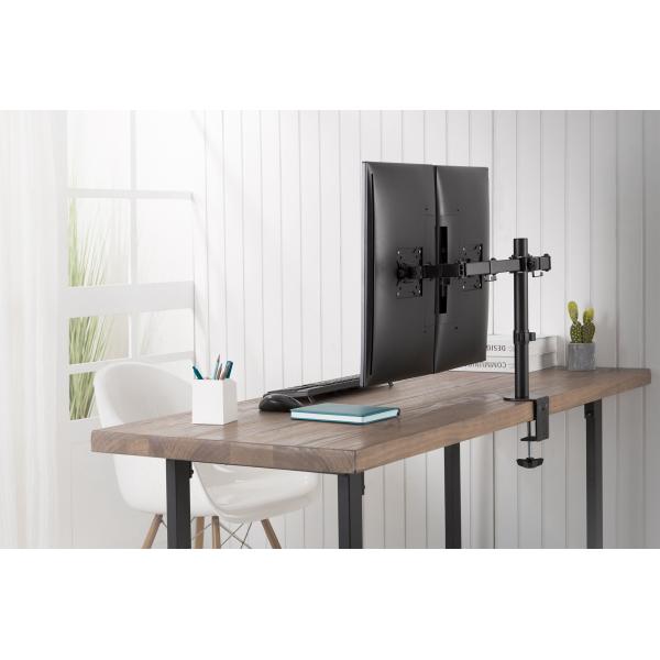 Digitus Dual Monitor Clamp Mount 15-32inch - Max Weight 2 x 8 kg - Black [DA-90400]