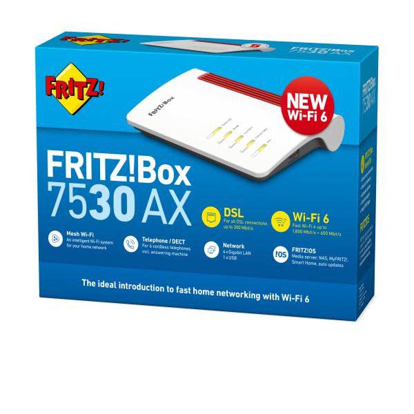AVM B2B  FRITZ!Box 7530AX, Modem Router Wireless e centralino telefonico DECT integrato - PRODOTTO PER MERCATO B2B [20002944-B2B]