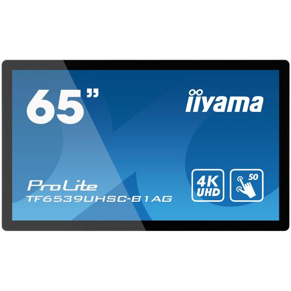 iiyama TF6539UHSC-B1AG visualizzatore di messaggi Pannello piatto interattivo 165,1 cm (65") LCD 500 cd/m 4K Ultra HD Nero Touch screen [TF6539UHSC-B1AG]