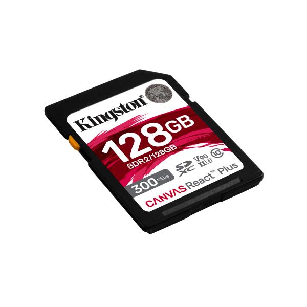 Kingston Technology 128GB Canvas React Plus SDXC UHS-II 300R/260W U3 V90 for Full HD/4K/8K [SDR2/128GB]