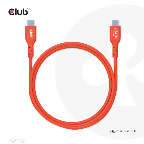 CLUB3D USB2 TYPE-C BI-DIRECTIONAL CABLE, DATA 480MB, PD 240W(48V/5A) EPR M/M 2M/6.56FT [CAC-1573]