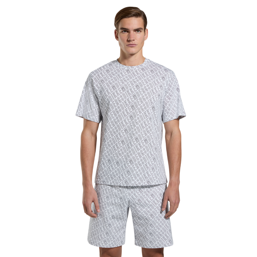 Bikkembergs | T-Shirt BMT0912 Bianca con Stampa All-Over Camouflage