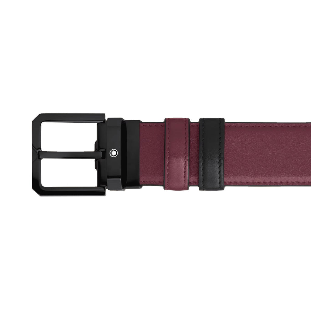 Montblanc cintura reversibile 35 mm pelle nera/cassis 199651